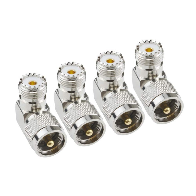 eifagur UHF Male PL-259 to UHF Female SO-239 L Shape Right Angle 90 Degree RF Coax Coaxial Adapter Connectorï¼ˆPack of 4ï¼‰ - Image 1